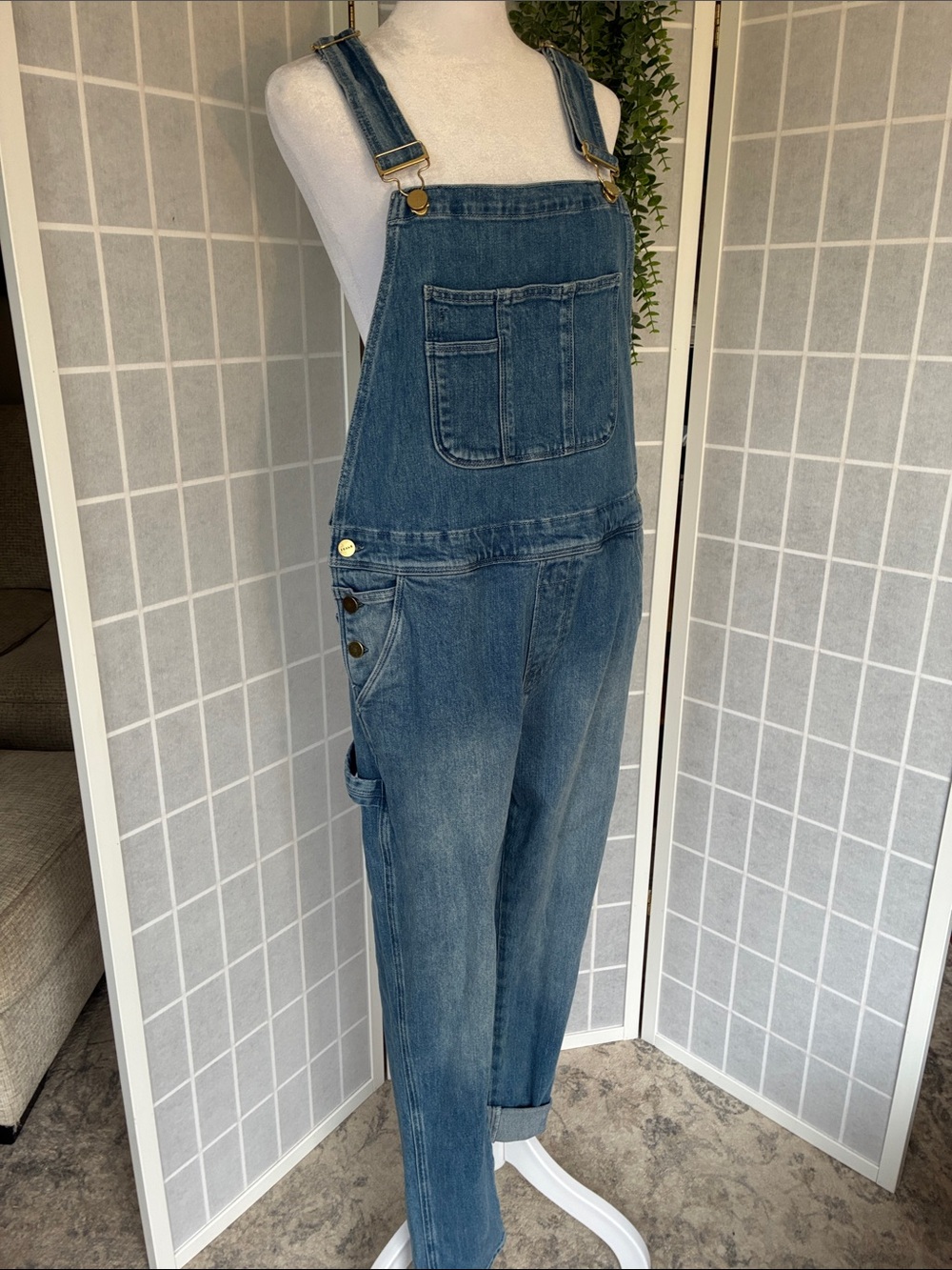Frame Blue Denim Overalls, Like New, S/P
